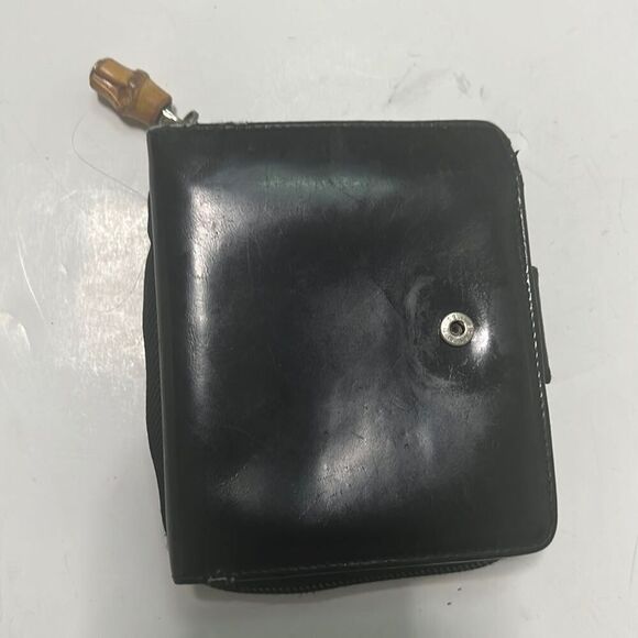 GUCCI VINTAGE OLD BOMBOO‎ PATENT/CANVAS WALLET/PURSE. - Picture 1 of 10